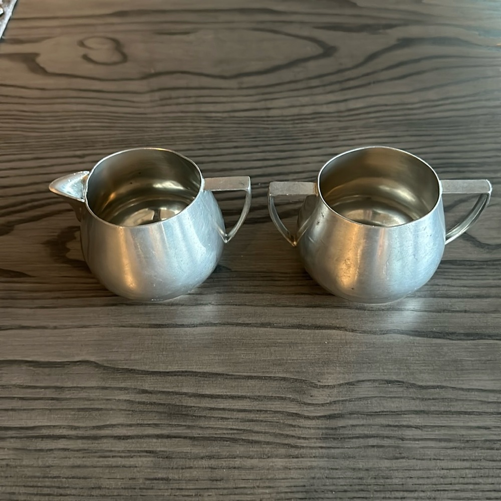 Vintage Salem Pewter cream and sugar